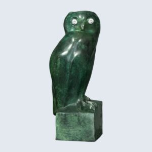 Owl with Crystal Eyes - Verde Patina